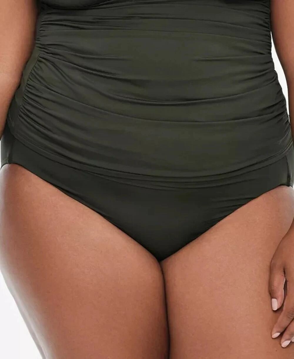 NWT Lauren Ralph Lauren Olive Green High Waist Ruched Swim Bikini Bottoms 22W